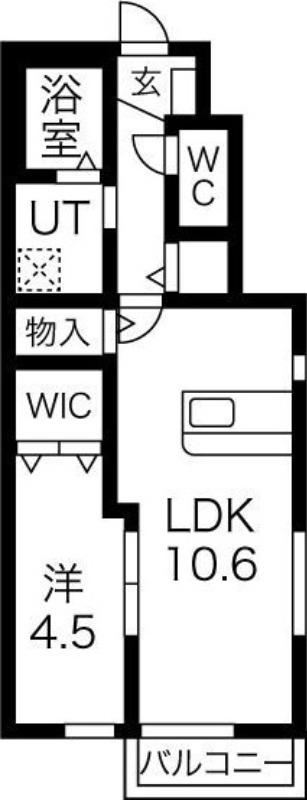 ハッピーヒル(1LDK/1階)の間取り写真
