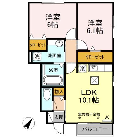 KINOKICA(2LDK/1階)の間取り写真