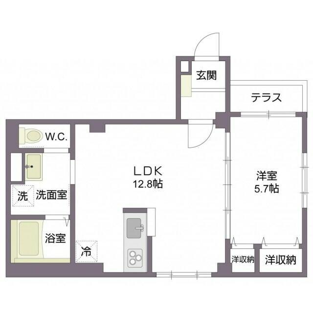 TRINITY SHIROKANE トリニティ シロカネ(1LDK/1階)の間取り写真