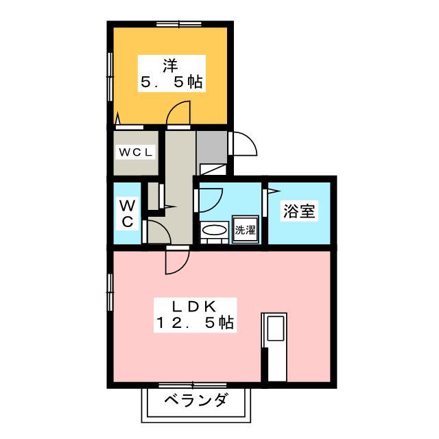 セジュール・フーキ(1LDK/2階)の間取り写真
