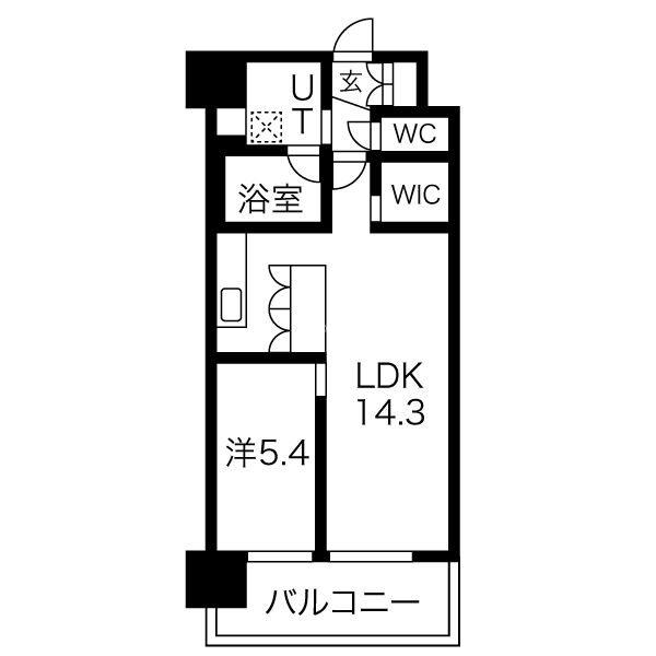 グランカーサ難波元町(1LDK/12階)の間取り写真