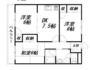 パークサイド高木(3DK/3階)の間取り写真