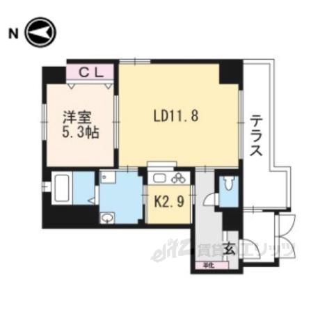 エテルノアレイア(1LDK/2階)の間取り写真