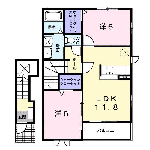 コートアイリスA(2LDK/2階)の間取り写真