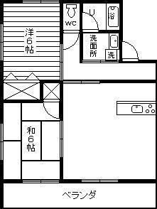 スカイラークM B棟(2LDK/2階)の間取り写真