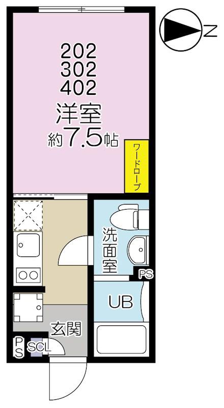LAPIS下目黒(1K/4階)の間取り写真