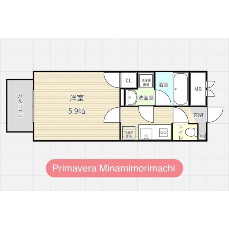 PRIMAVERA MINAMIMORIMACHI(1K/2階)の間取り写真