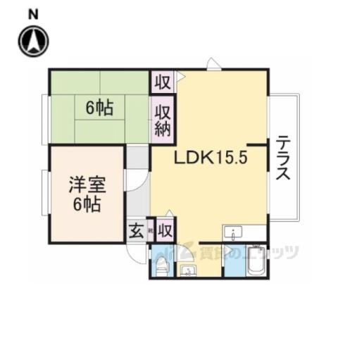 カパーナ阪下C(2LDK/1階)の間取り写真