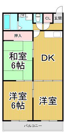 フィオーレ塚口(2LDK/4階)の間取り写真