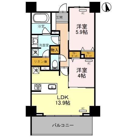 グランドポー(2LDK/3階)の間取り写真
