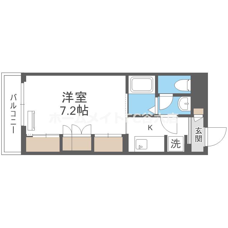 リブリ江坂(1K/3階)の間取り写真
