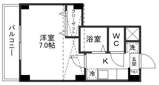 CCD萩野町(1K/4階)の間取り写真