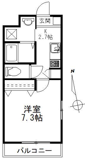 プラチナレジデンス新宿北(1K/2階)の間取り写真