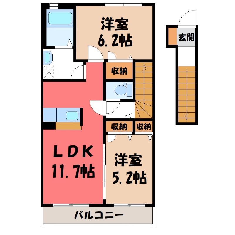 ルークIII(2LDK/2階)の間取り写真