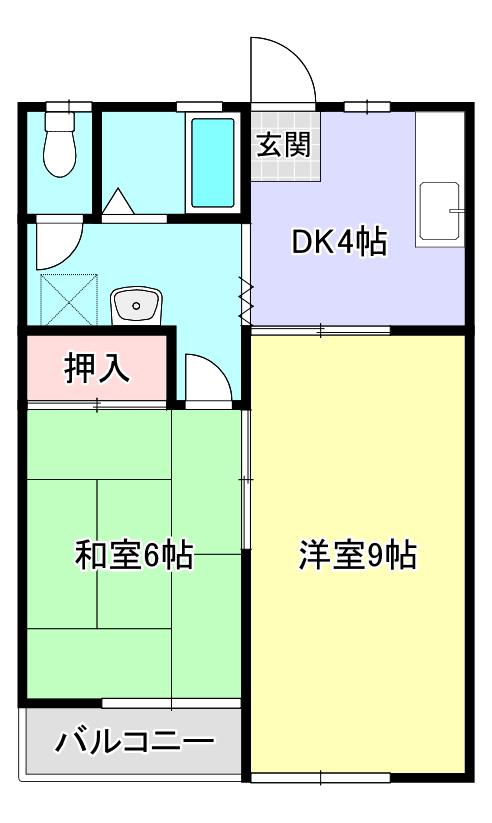 桜木ハイツ A(2K/4階)の間取り写真