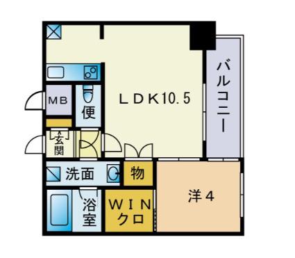 ブラン・スタイル博多(1LDK/13階)の間取り写真