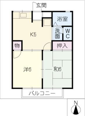 ロイヤルスズキ(2K/1階)の間取り写真