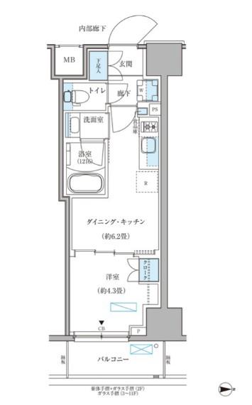 パークアクシス住吉ガーデンスクエア(1DK/10階)の間取り写真