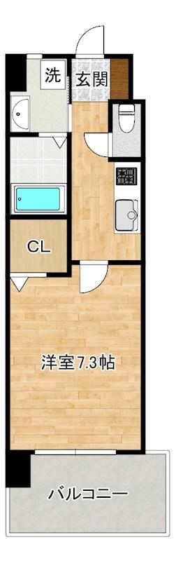 オーヴィジョンクラス浅香通(1K/2階)の間取り写真