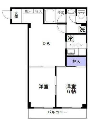 青柳コーポ(2DK/3階)の間取り写真