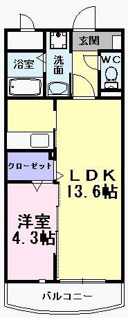 アーバンツァ(1LDK/6階)の間取り写真