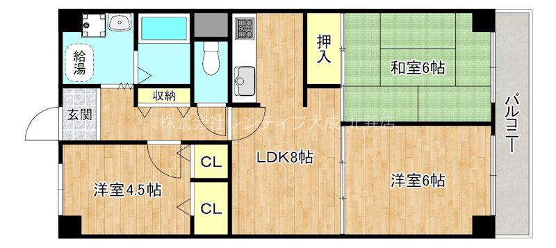 クローバーハイツ今里(2LDK/5階)の間取り写真
