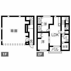 櫻GARAGE(2LDK/1階)の間取り写真