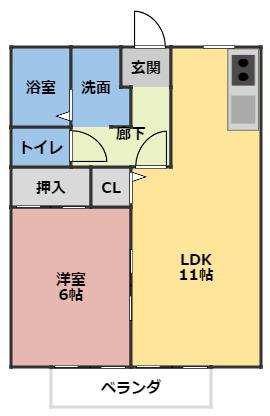 サンクレシェ(1LDK/2階)の間取り写真