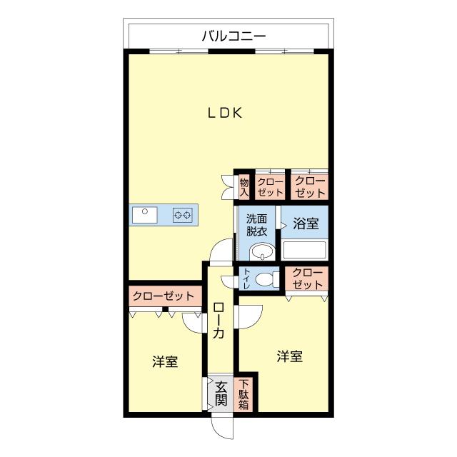 メイフェア(2LDK/1階)の間取り写真