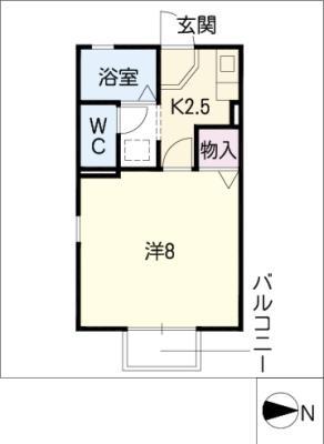 グレースハイム(1K/2階)の間取り写真