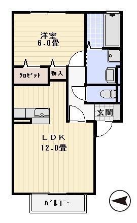 ゼルコヴァ・サンク(1LDK/2階)の間取り写真