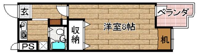 東白マンション(1K/2階)の間取り写真