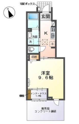 COLORER(1K/1階)の間取り写真