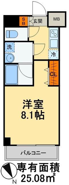 オーキッドレジデンス船橋本町(1K/2階)の間取り写真