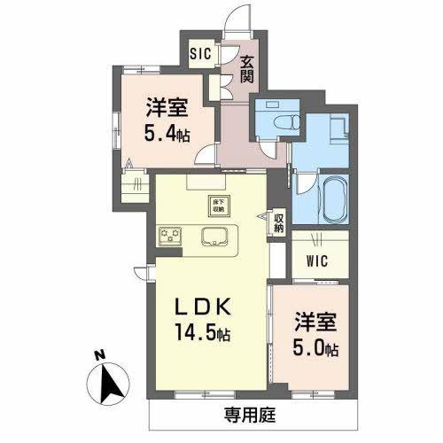SHAMAISON EST MA-MA II(2LDK/1階)の間取り写真