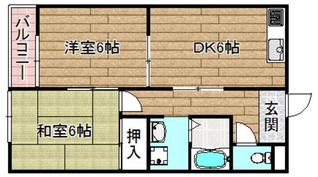 シエテ高槻マンション(2DK/3階)の間取り写真
