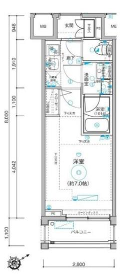 LEA横濱西口弐番館(1K/2階)の間取り写真