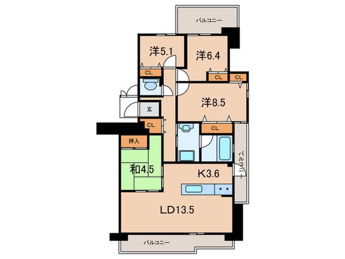 エクセルシティ西神中央(4LDK/8階)の間取り写真