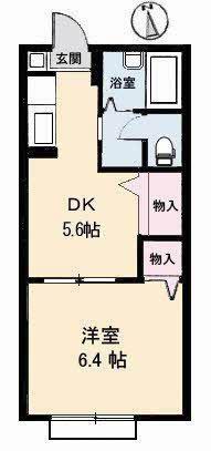 ペーシュ・イゾウB棟(1DK/1階)の間取り写真
