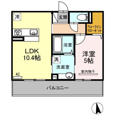 アルモニーA.B(1LDK/1階)の間取り写真