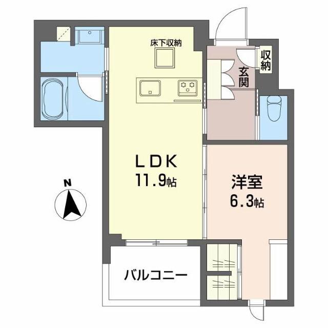 シャーメゾン西岐阜アバンセ(1LDK/1階)の間取り写真