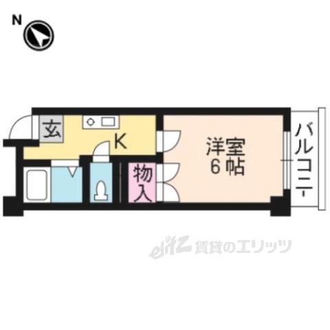 UKハイム北山(1K/2階)の間取り写真
