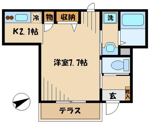 メゾンリブラ(1K/1階)の間取り写真