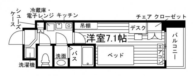 N-STAGE多摩学生会館(1K/1階)の間取り写真