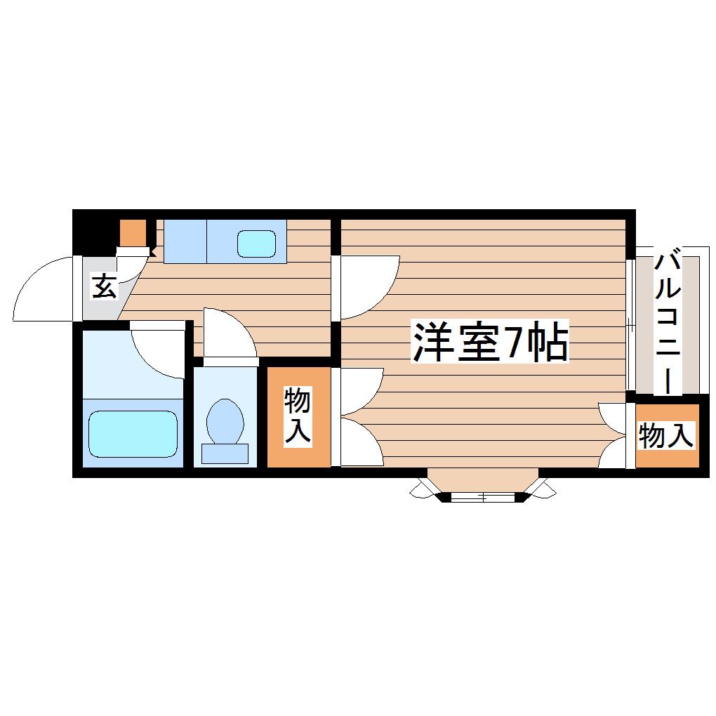 レジデンス榴岡(1K/2階)の間取り写真