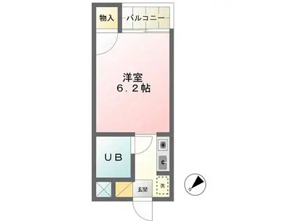 パーソネージュ目黒不動前(1K/2階)の間取り写真