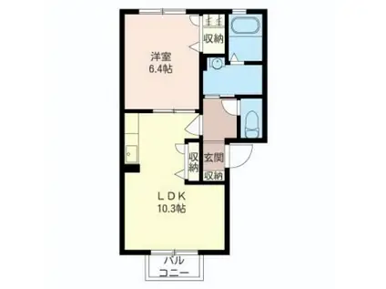 コナ・ヴィレッジB(1LDK/1階)の間取り写真