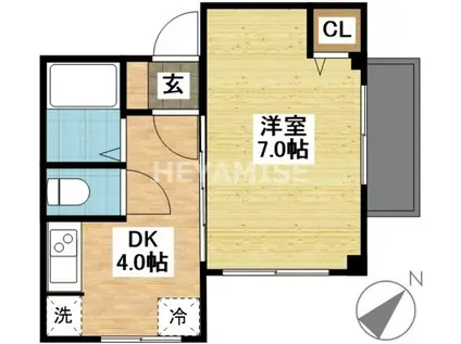 カリーナトレピアニ(1DK/2階)の間取り写真