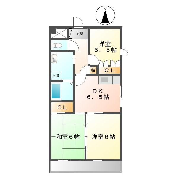 セントラルハイツ植田(3DK/1階)の間取り写真