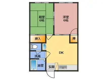 コーポYS B(2DK/2階)の間取り写真